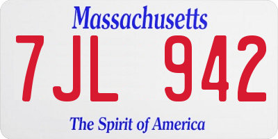 MA license plate 7JL942