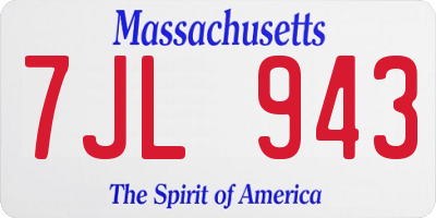 MA license plate 7JL943