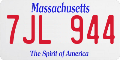 MA license plate 7JL944