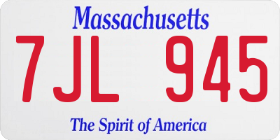 MA license plate 7JL945