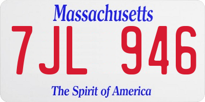 MA license plate 7JL946
