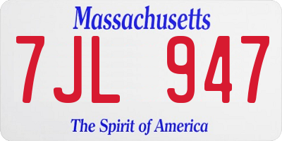 MA license plate 7JL947