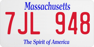 MA license plate 7JL948