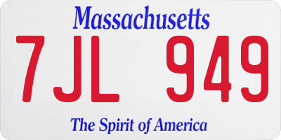 MA license plate 7JL949
