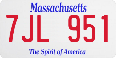 MA license plate 7JL951