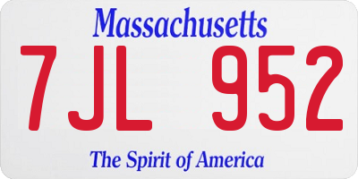 MA license plate 7JL952