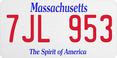 MA license plate 7JL953