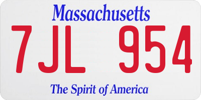 MA license plate 7JL954