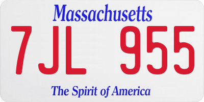 MA license plate 7JL955