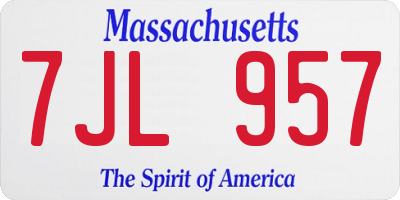 MA license plate 7JL957