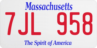 MA license plate 7JL958