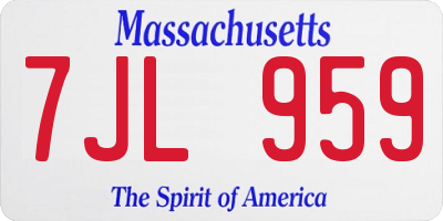 MA license plate 7JL959