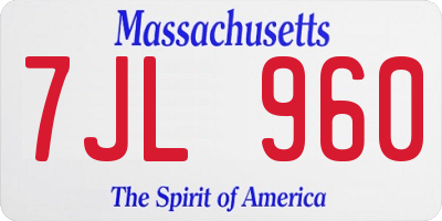 MA license plate 7JL960