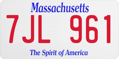 MA license plate 7JL961