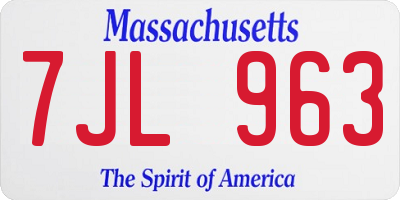 MA license plate 7JL963