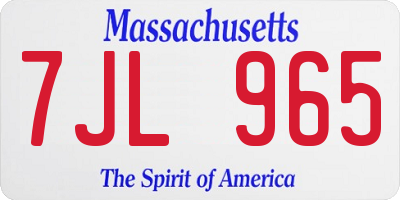 MA license plate 7JL965