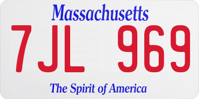 MA license plate 7JL969