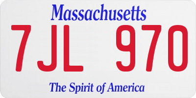 MA license plate 7JL970