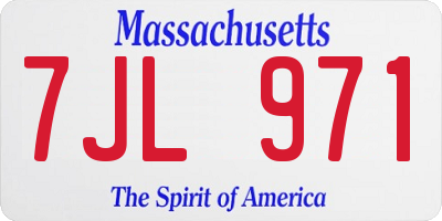 MA license plate 7JL971