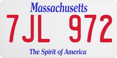 MA license plate 7JL972