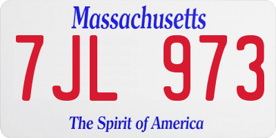 MA license plate 7JL973
