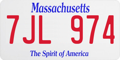 MA license plate 7JL974