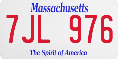 MA license plate 7JL976