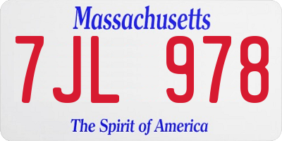 MA license plate 7JL978