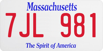 MA license plate 7JL981