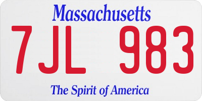 MA license plate 7JL983