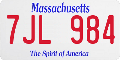 MA license plate 7JL984