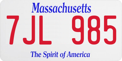 MA license plate 7JL985
