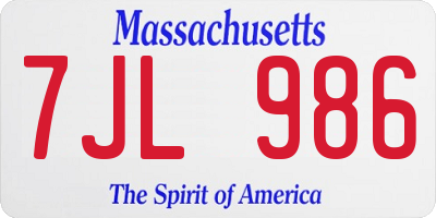 MA license plate 7JL986