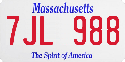 MA license plate 7JL988
