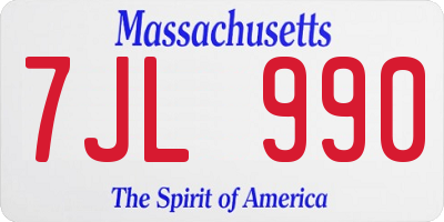 MA license plate 7JL990