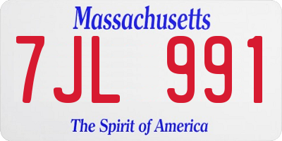MA license plate 7JL991