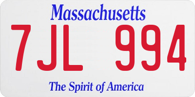 MA license plate 7JL994