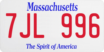 MA license plate 7JL996