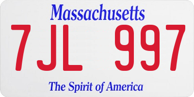 MA license plate 7JL997