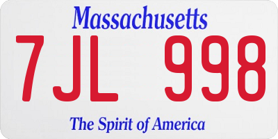MA license plate 7JL998