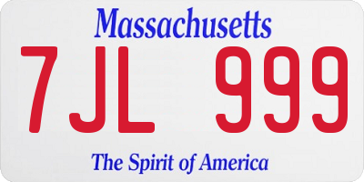 MA license plate 7JL999