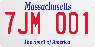 MA license plate 7JM001