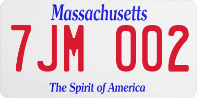 MA license plate 7JM002