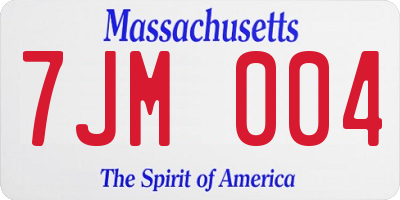 MA license plate 7JM004