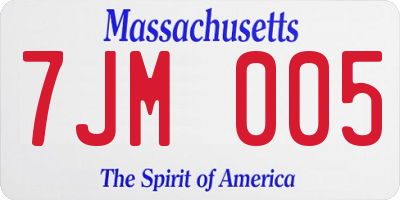 MA license plate 7JM005