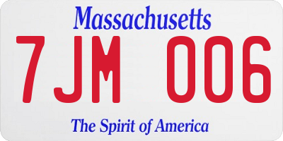 MA license plate 7JM006