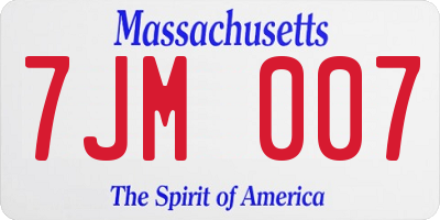 MA license plate 7JM007