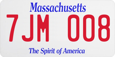 MA license plate 7JM008