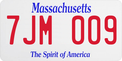 MA license plate 7JM009