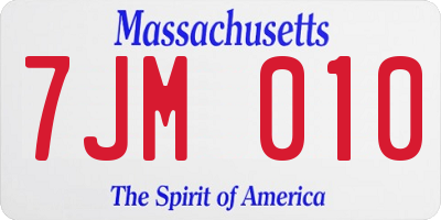 MA license plate 7JM010